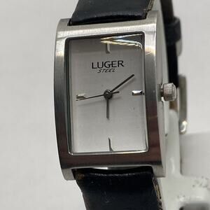 Luger Watch Womens Stainless Silver Steel Battery White Quartz New Battery!